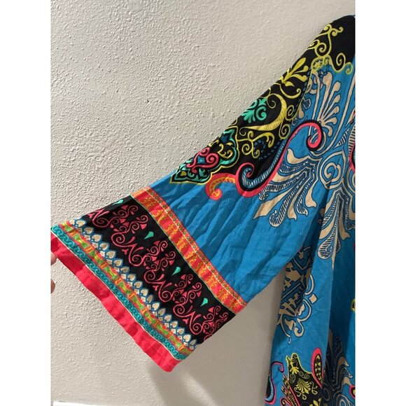 Anthropologie Flying Tomato Bohemian long cardigan Multicolor Kimono Size M - Picture 6 of 6